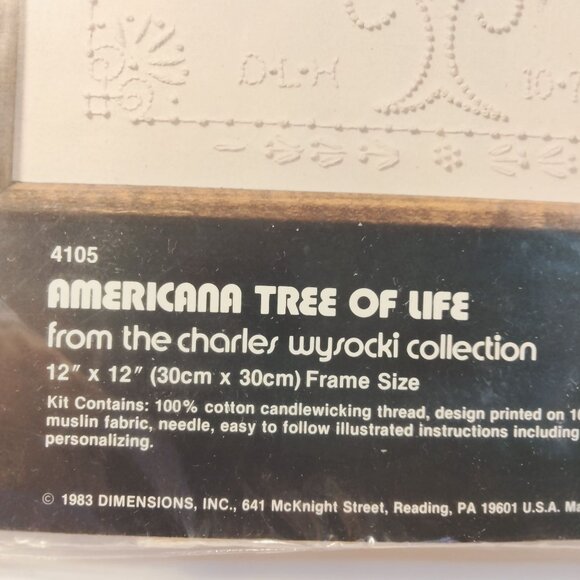 Dimensions Candlewicking Kit Americana Tree Of Life 1983 12x12 Frame Size - Picture 7 of 8